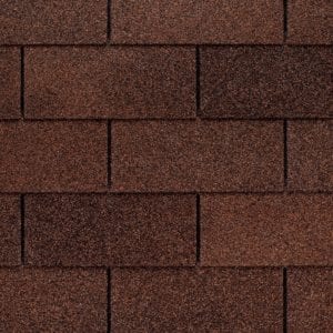 Close up photo of GAF's Royal Sovereign Autumn Brown shingle swatches