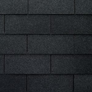 Close up photo of GAF's Royal Sovereign Charcoal shingle swatches