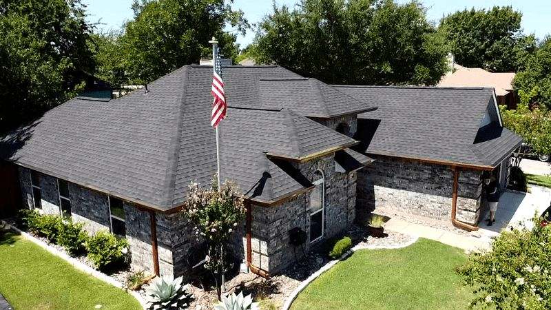Aerial View Of A New Residential Roof On A Home